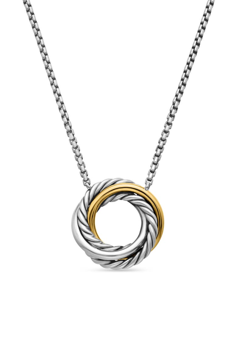 Crossover Mini Pendant Necklace with 18K Yellow Gold, Alternate, color, SILVER/ GOLD