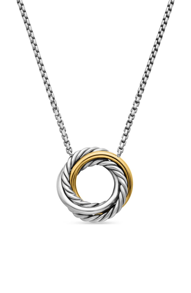 David Yurman Crossover Mini Pendant Necklace with 18K Yellow Gold, Alternate, color, Silver/ Gold
