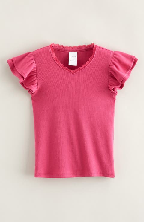 Kids' Rib Flutter Sleeve T-Shirt (Toddler, Little Kid & Big Kid)