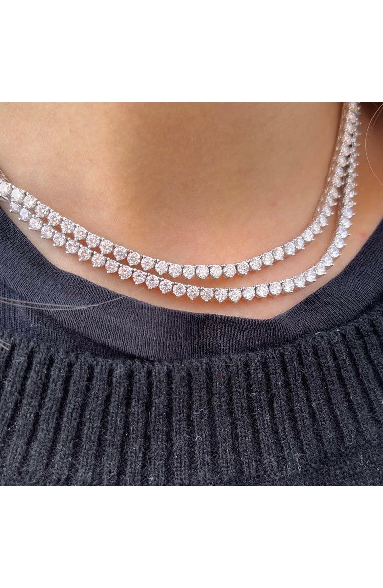 Leni James The Kate 3 Prong 3mm Tennis Necklace, Alternate, color, Silver