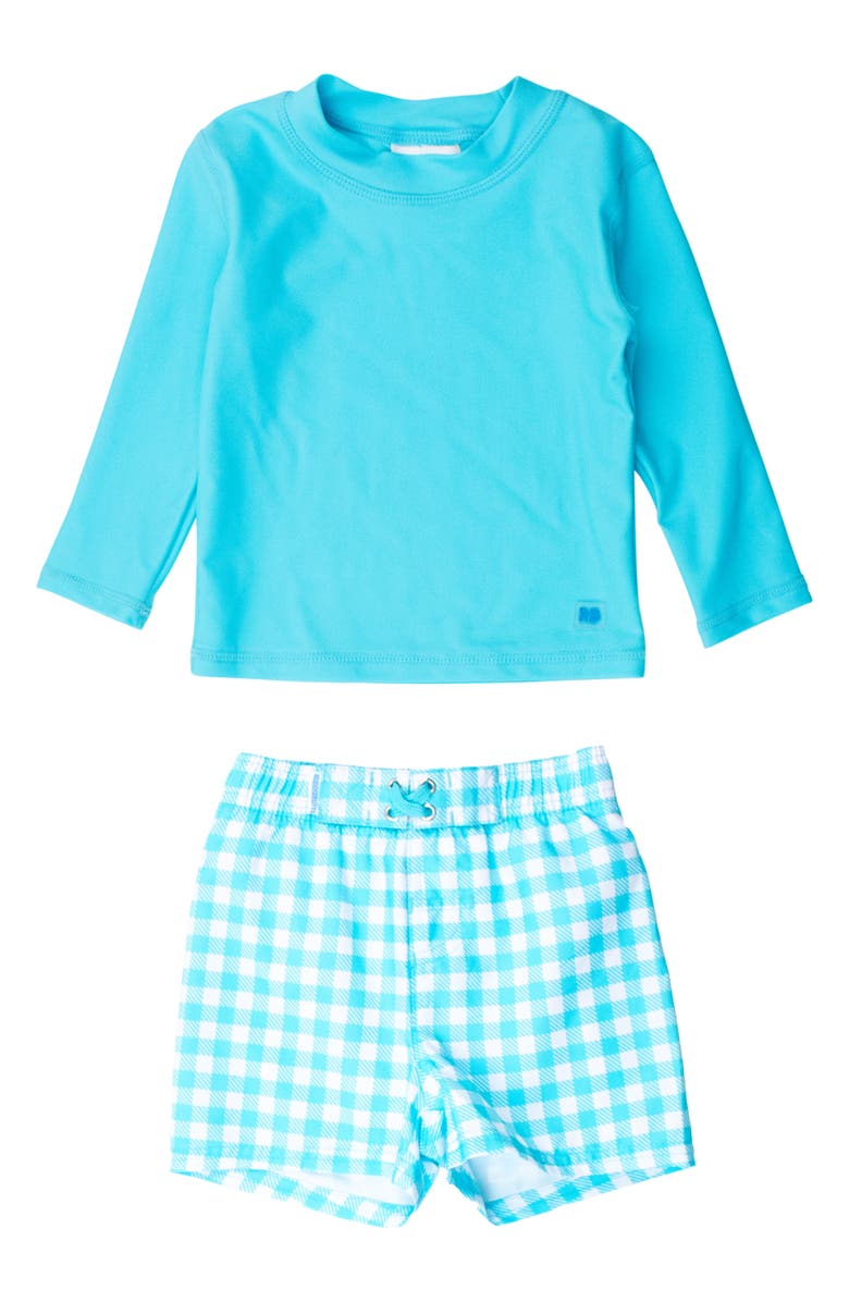 RuggedButts Long Sleeve Two-Piece Rashguard Swimsuit, Main, color, Blue