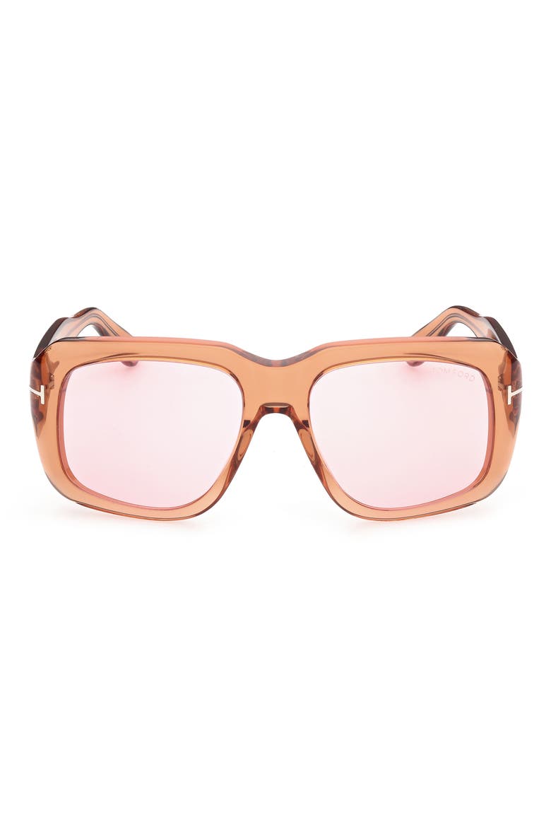 57mm Square Sunglasses, Main, color, SHINY LIGHT BROWN / VIOLET