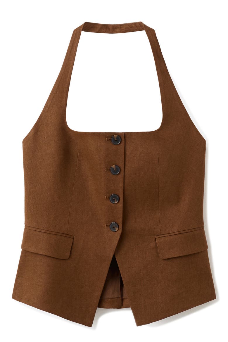 Linen Suit Waistcoat, Alternate, color, BROWN