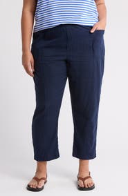 Caslon® Linen Blend Pull-On Crop Pants