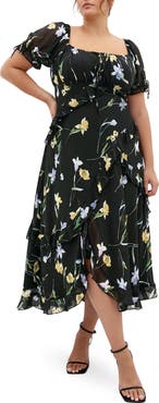 City Chic Shayla Floral Print Ruffle Dress