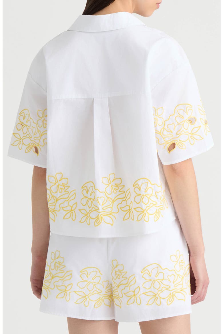 Embroidered Cotton Poplin Top, Alternate, color, WHITE/ YELLOW