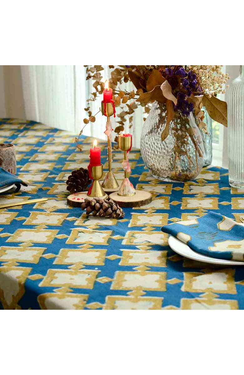 Ichcha Boho Organic Cotton Tablecloth, Alternate, color, Blue