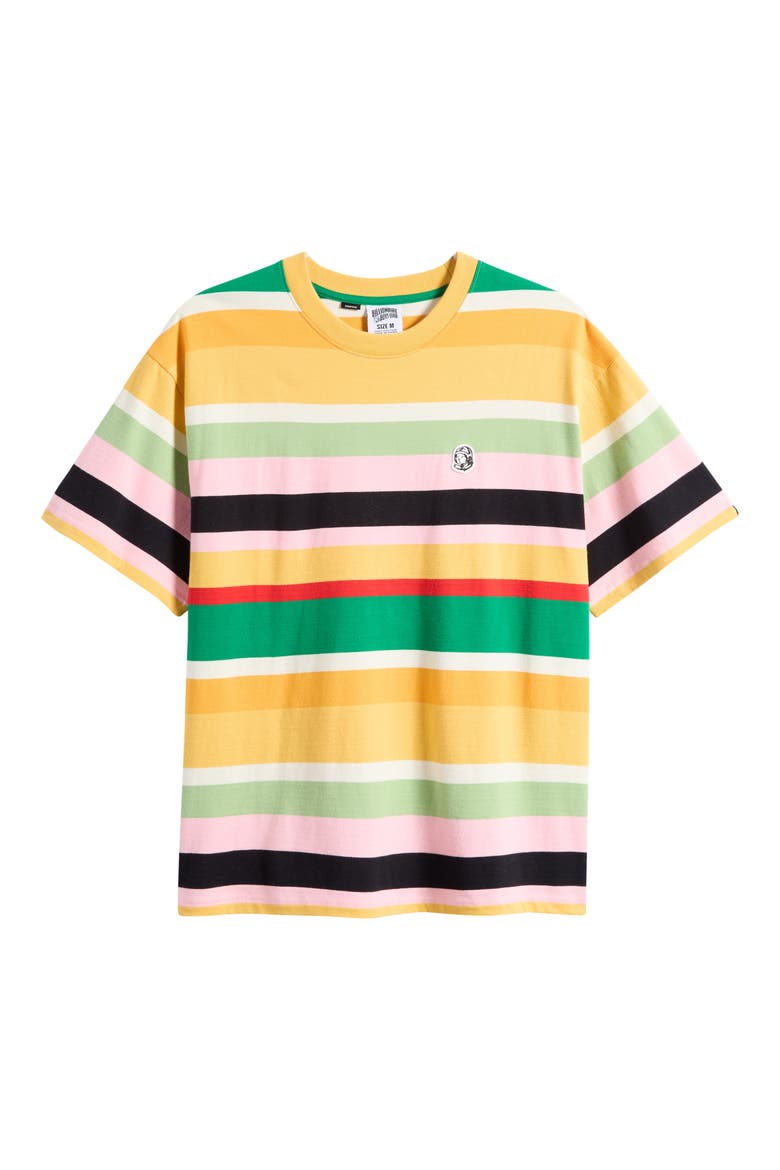 Treble Stripe Cropped Cotton Graphic T-Shirt, Alternate, color, YELLOW MULTI