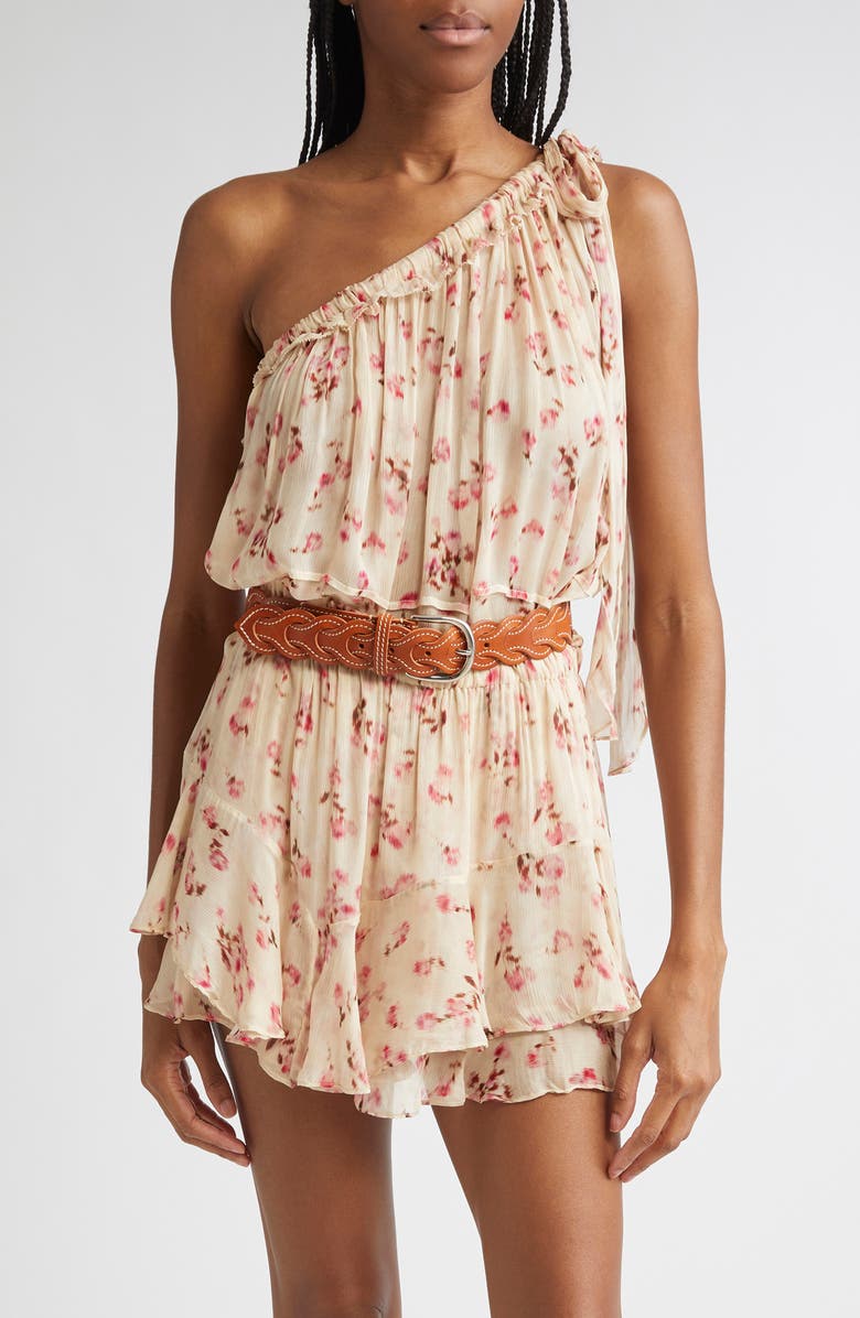 Isabel Marant Étoile Loeva One-Shoulder Tiered Tunic, Main, color, Beige