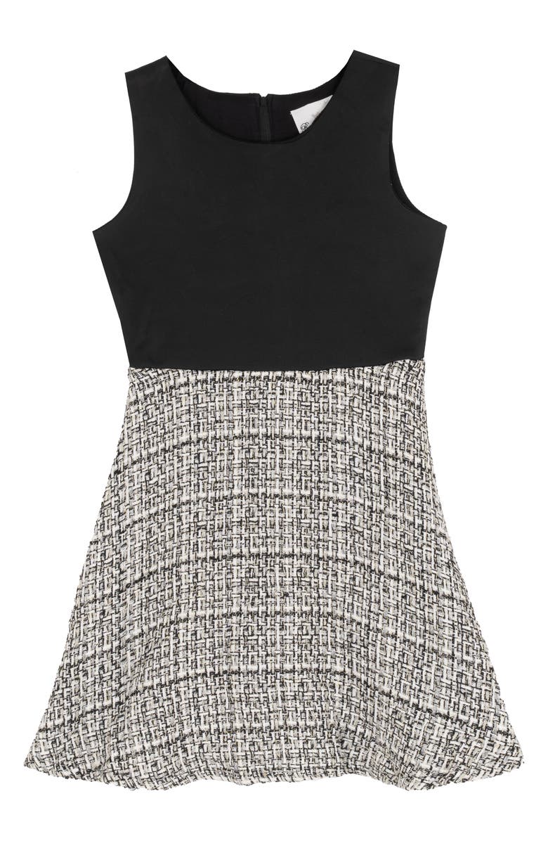 Rare Editions Kids' Bouclé Tweed Dress & Jacket Set, Alternate, color, Black
