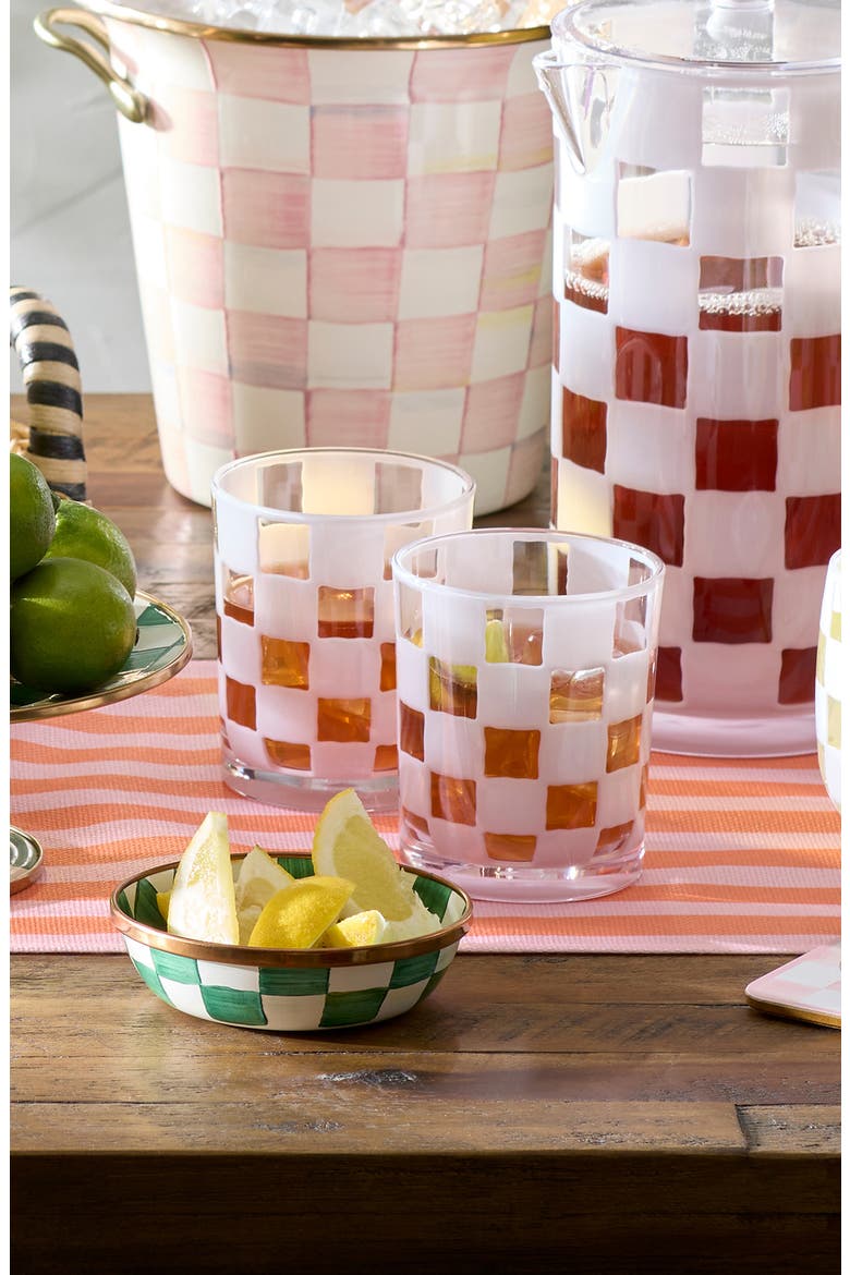 Set of 4 White Check Acrylic Tumblers, Alternate, color, WHITE
