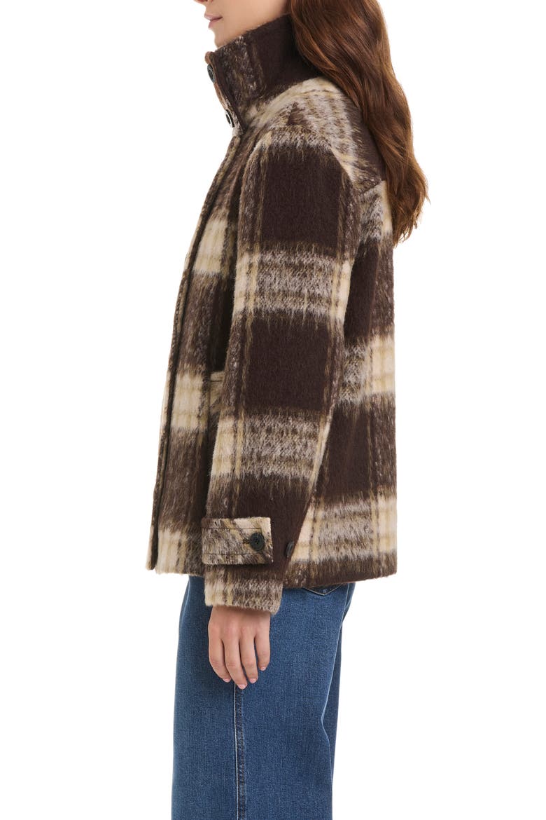 Plaid Wool Blend Short Coat, Alternate, color, BURNT UMBER PLAID