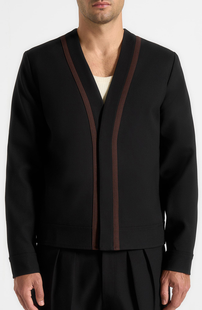 Manière De Voir Alain Tailored Cardigan With Contrast Placket, Main, color, Black