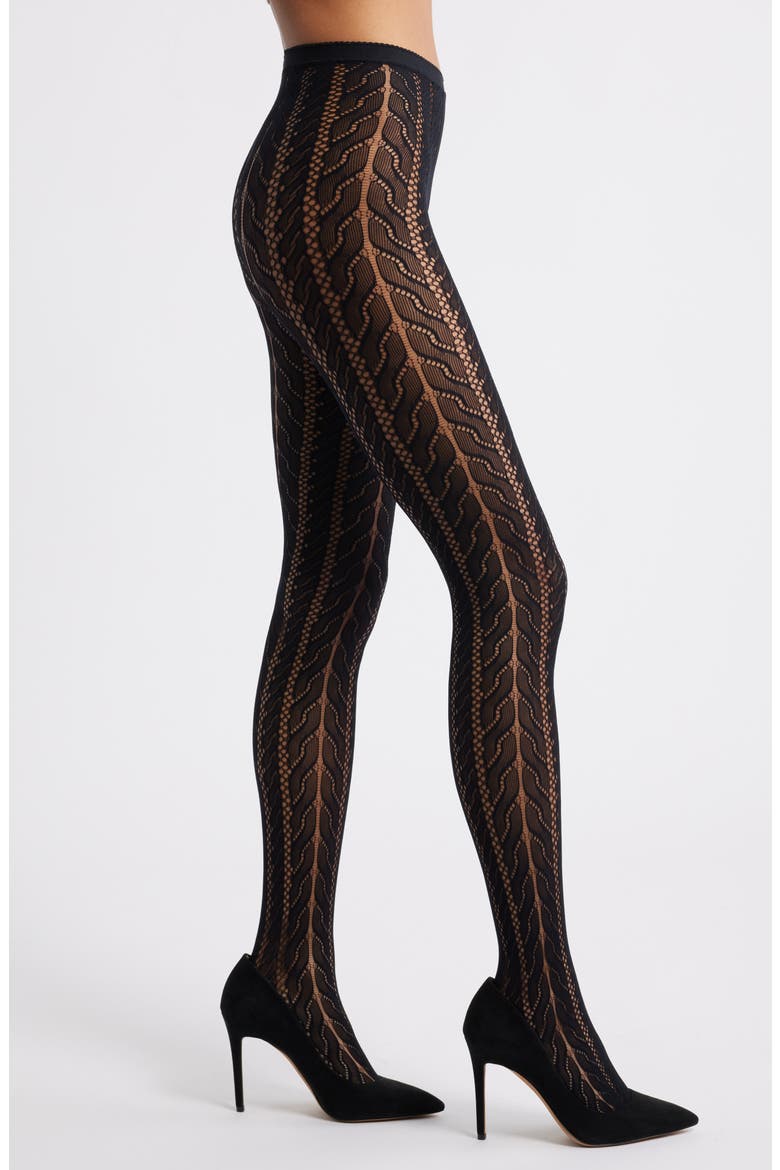 Openwork Mesh Tights, Main, color, BLACK