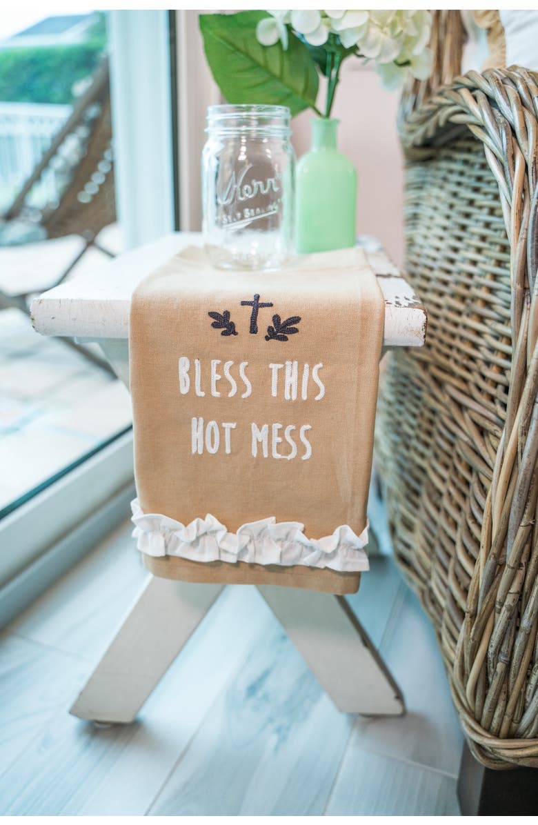 Beachcombers "Bless This Hot Mess" 100% Cotton Tea Towel, Alternate, color, Brown