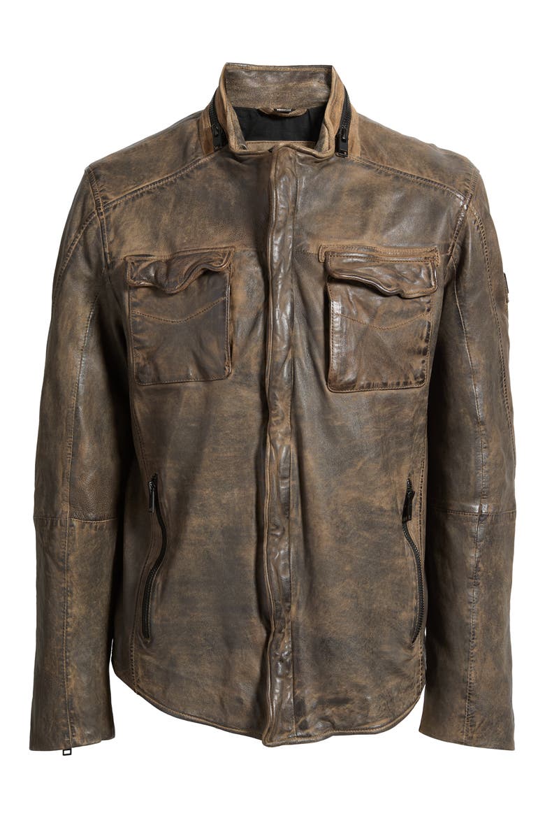 Cove Leather Jacket, Alternate, color, ELEPHANT