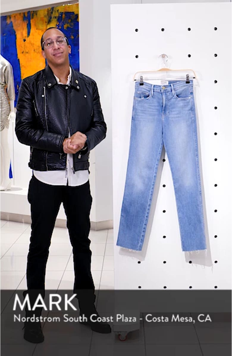Le Sylvie High Waist Raw Hem Straight Leg Jeans, sales video thumbnail