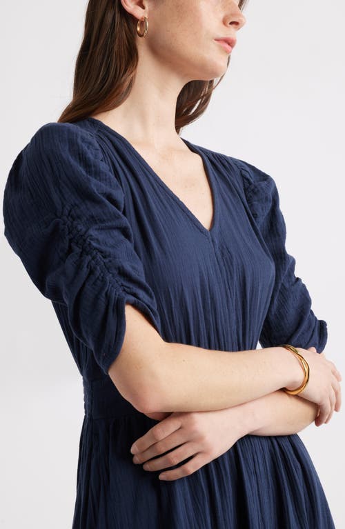 Caslon ® Puff Sleeve Ruffle Hem Gauze Maxi Dress In Blue