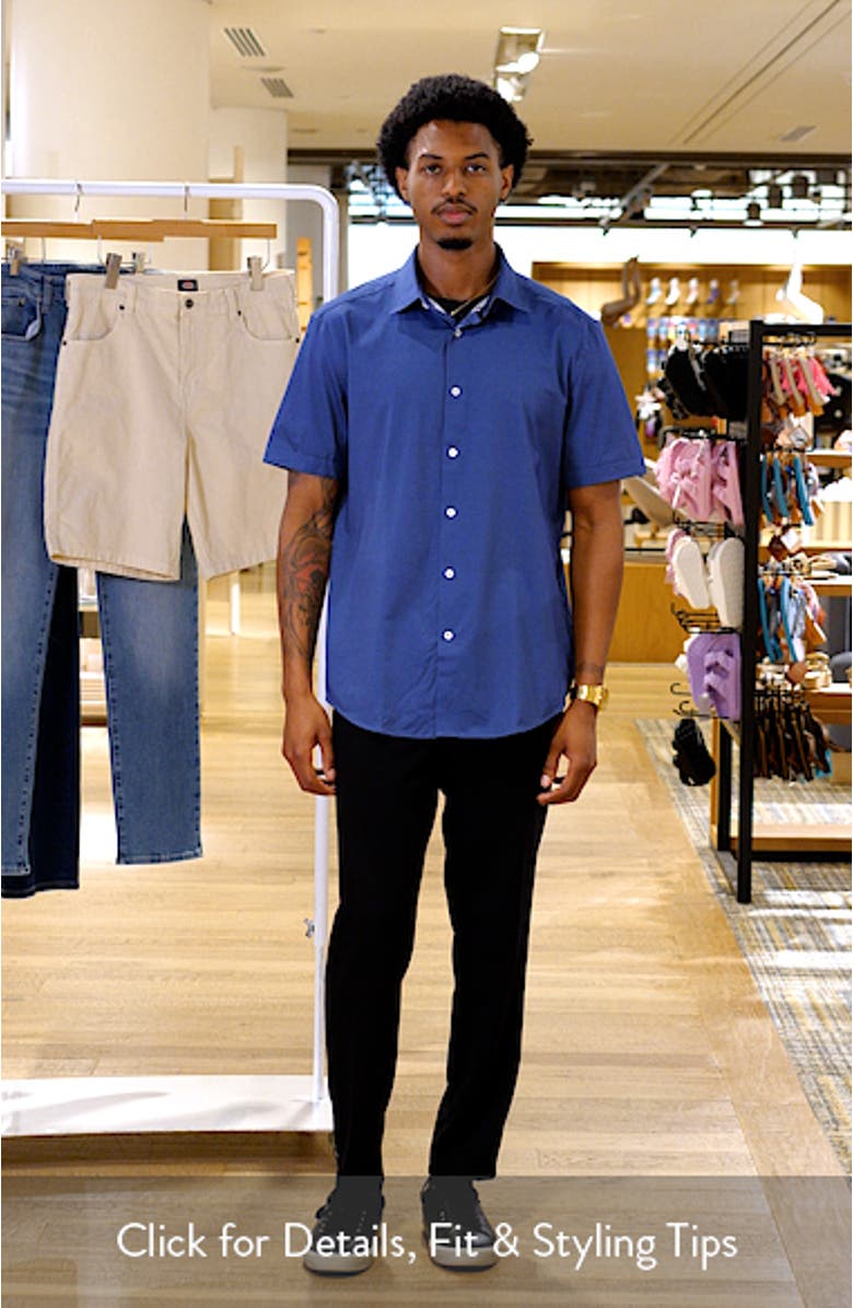Miles OoohCotton<sup>®</sup> Stripe Short Sleeve Button-Up Shirt, sales video thumbnail