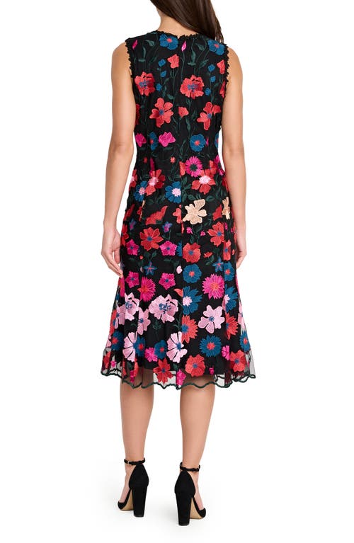 Tahari Asl Floral Embroidered Midi Dress In Multi