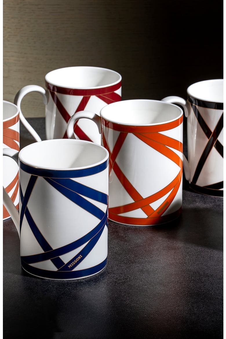 Mug Cup NASTRI in Luxury Box Bordeaux diam. 3", H 3.9", cap. 12.5 oz, Alternate, color, Multicolor