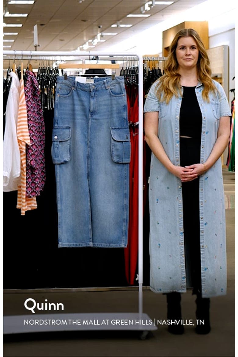 Asra Denim Cargo Maxi Skirt video