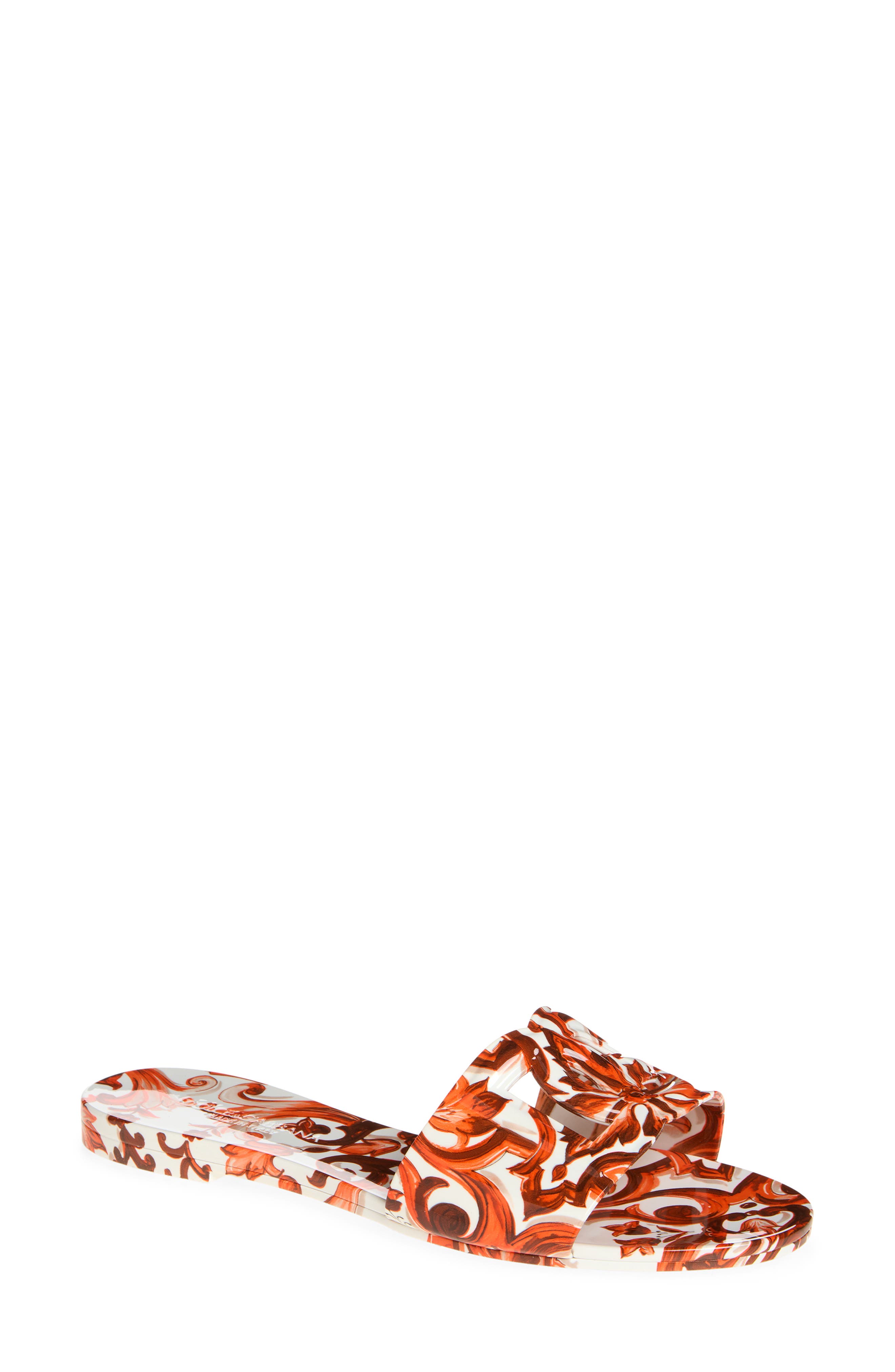 Dolce&Gabbana Bianca Majolica Slide Sandal, Main, color, Id3tn Maiolica 1 Orange