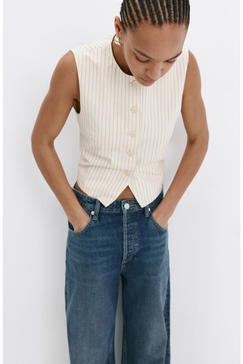 Pinstriped Vest, Alternate, color, VANILLA
