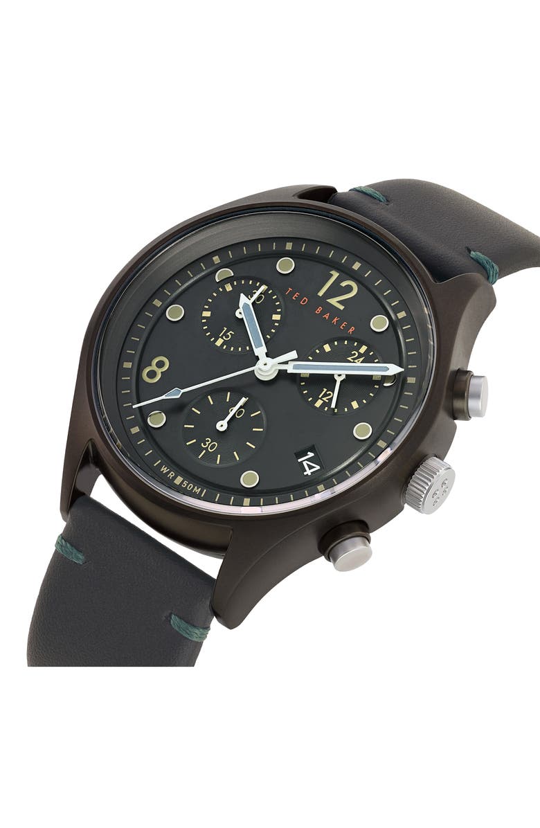 Ted Baker London Beleeni Chronograph Leather Strap Watch, 42mm, Alternate, color,