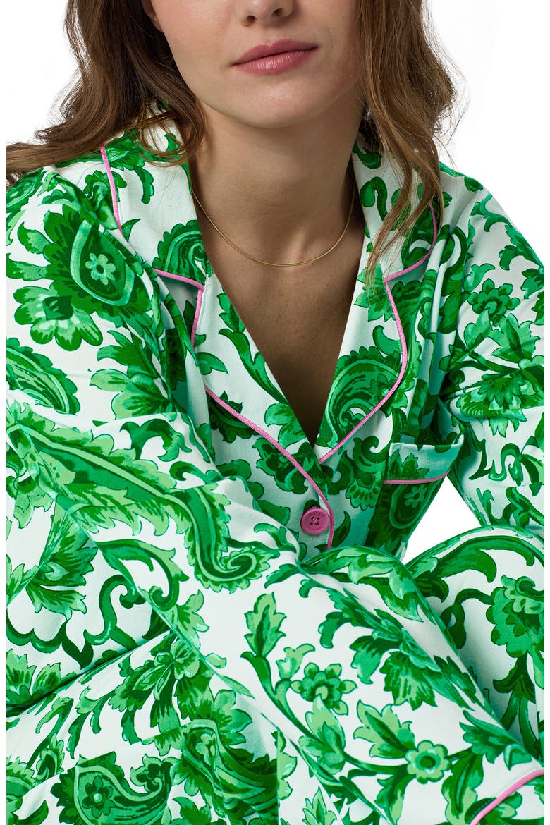 Print Stretch Organic Cotton Pajamas, Alternate, color, SORRENTO VERDE