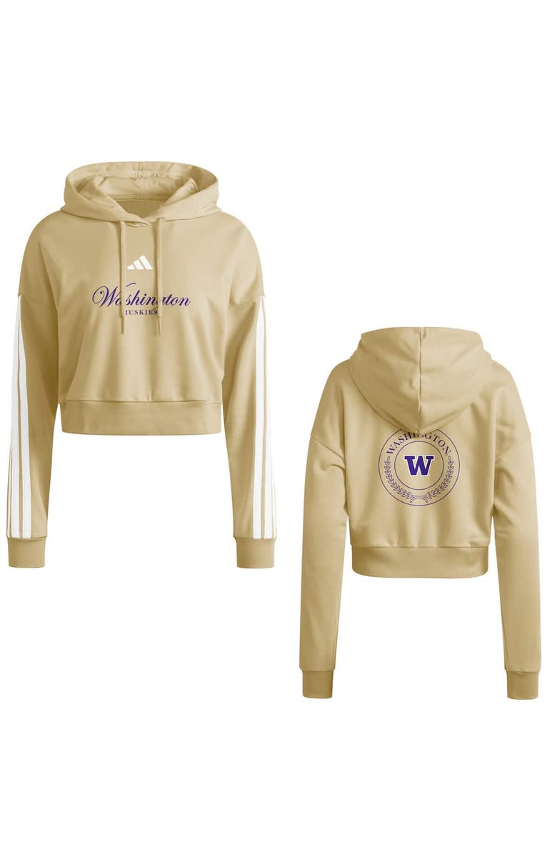 adidas Women's adidas Gold Washington Huskies Campus Queen Cropped Pullover Hoodie, Main, color, Gold