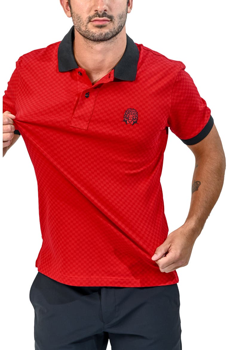Mozartsquaretip Stretch Nylon Polo, Alternate, color, RED