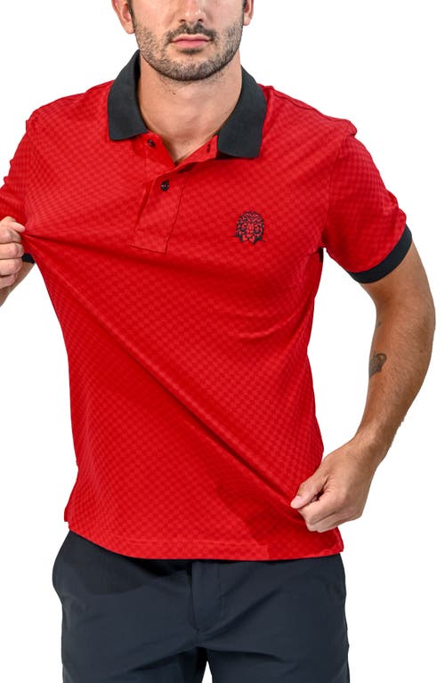 Maceoo Mozartsquaretip Stretch Nylon Polo In Red