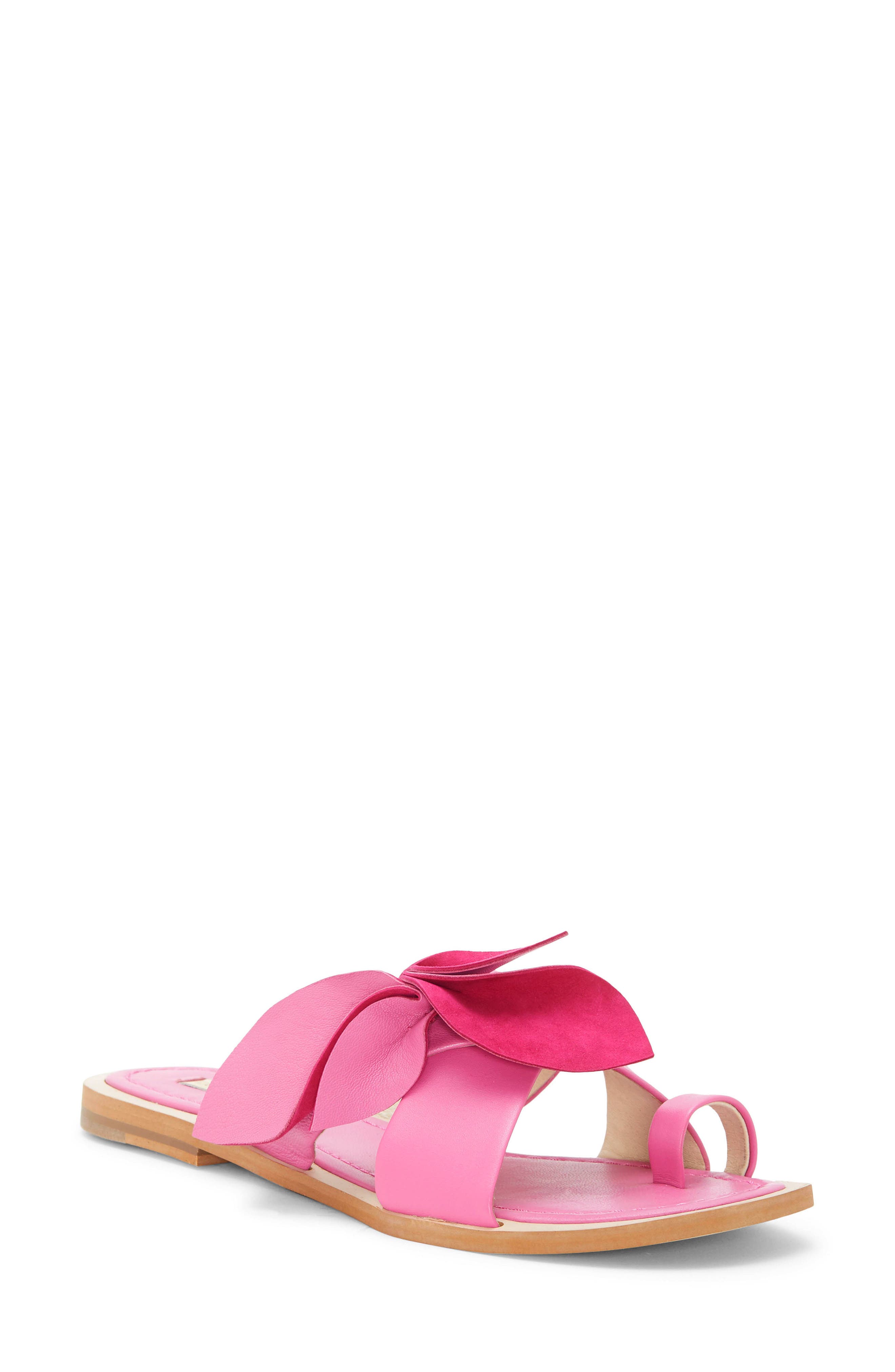Amure Flat Sandal, Main, color, FLAMINGO LEATHER