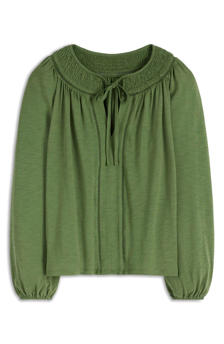 Boden Georgia Smocked Jersey Top, Alternate, color, Safari Green