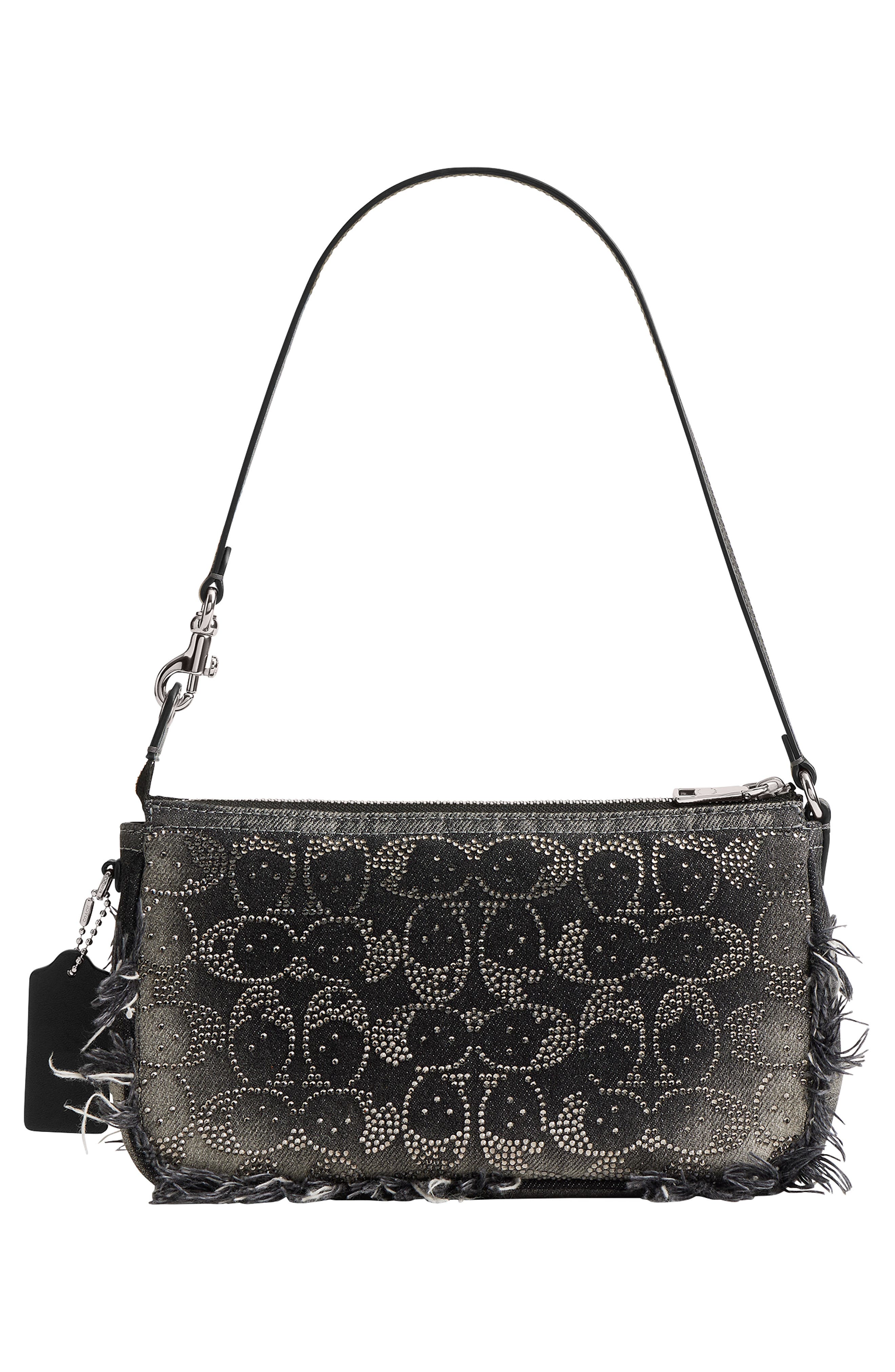 Loved Crystal Signature Denim Plaza Bag, Alternate, color, LH/ BLACK