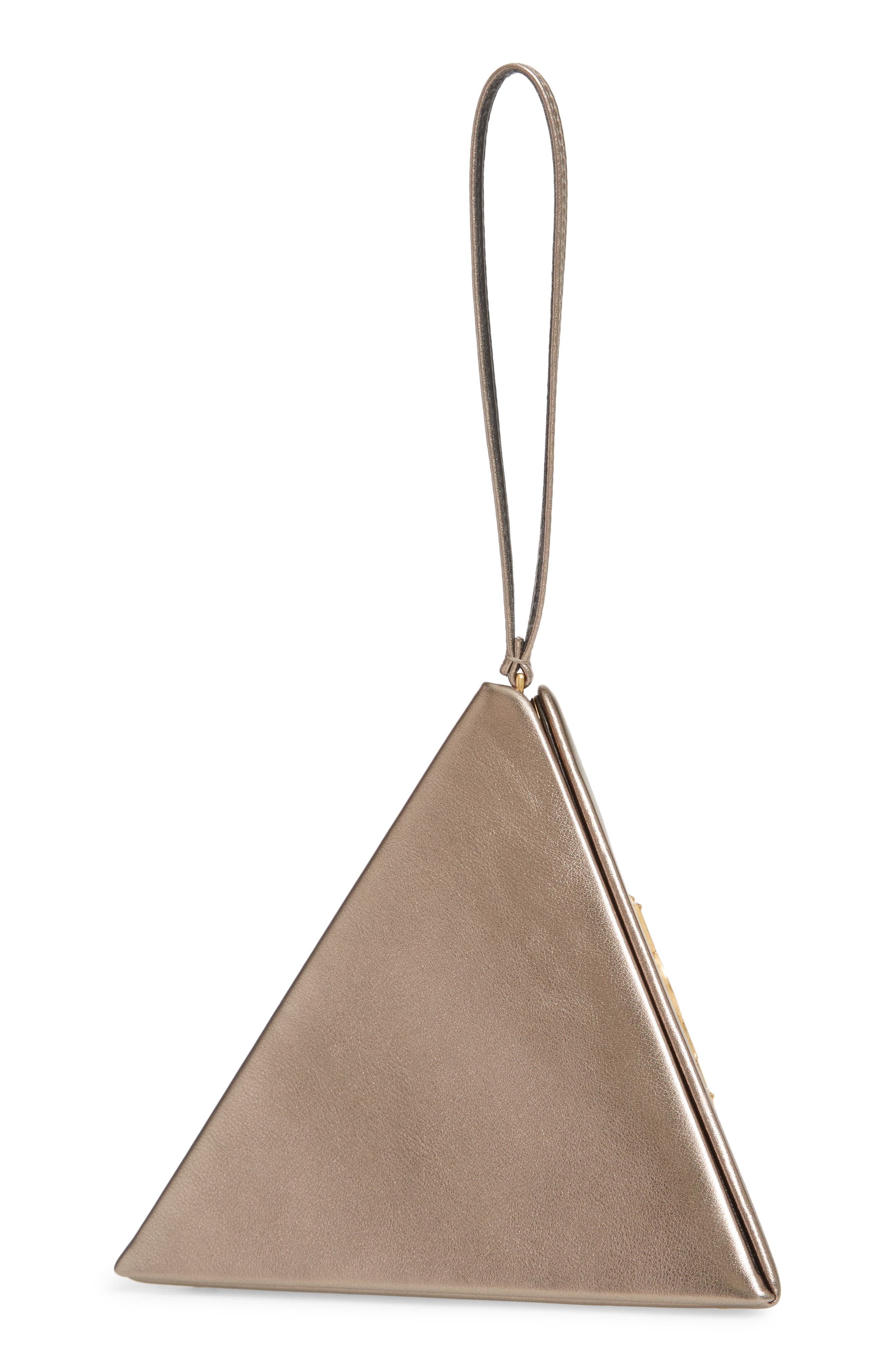 Saint Laurent Pyramid Metallic Leather Minaudière, Alternate, color, 