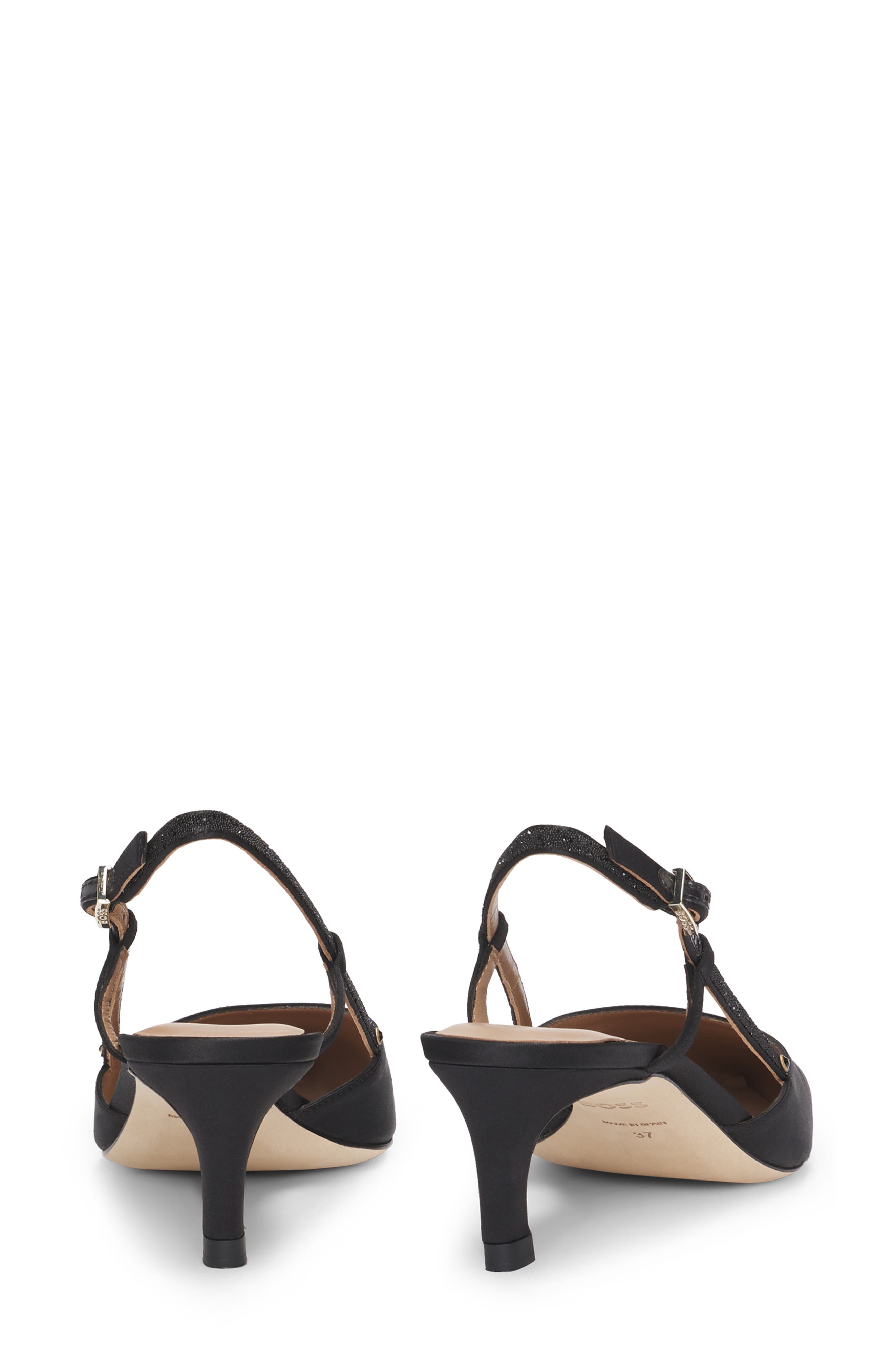 BOSS Janet Slingback Pointed Toe Kitten Heel Pump, Alternate, color, Black