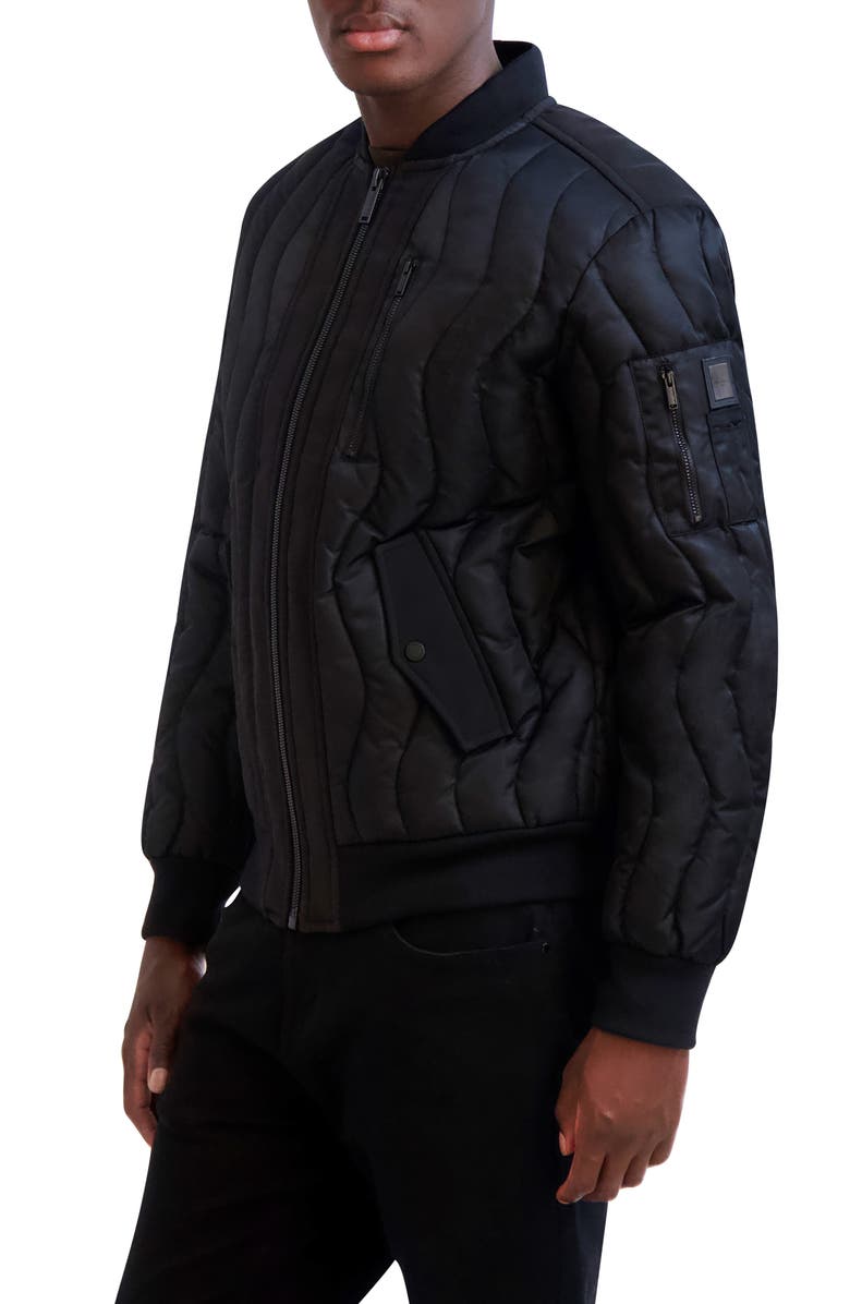 KARL LAGERFELD PARIS Wavy Quilted Bomber Jacket, Alternate, color,