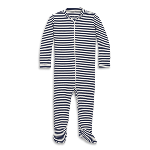 Baby Organic Zip Footie In Stripe