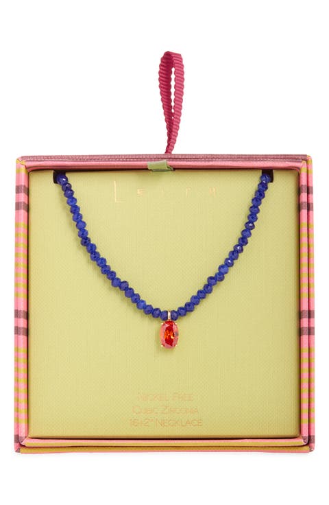 Oval Pendant Bead Necklace