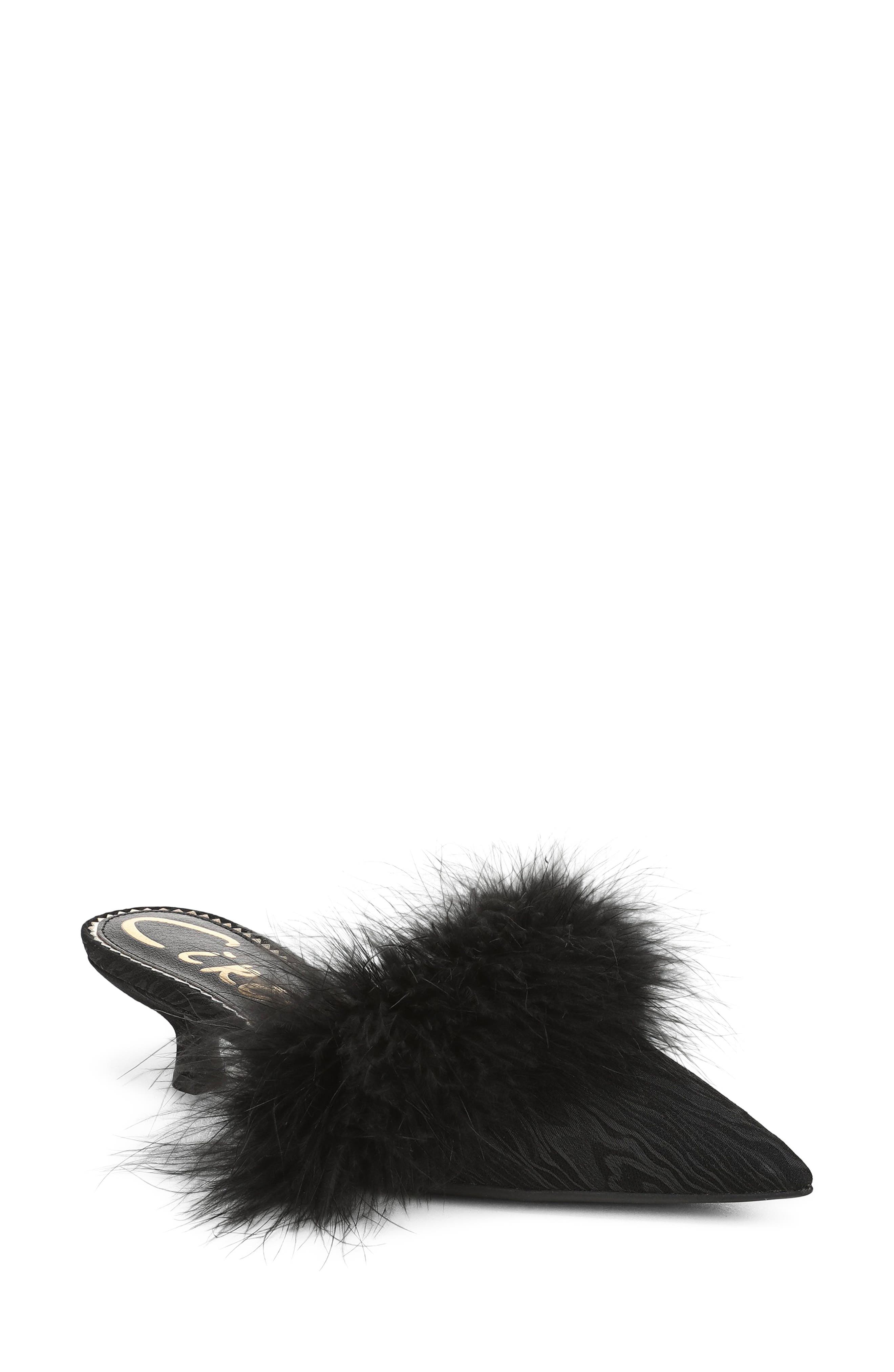 Gemma Fluff Mule, Main, color, BLACK