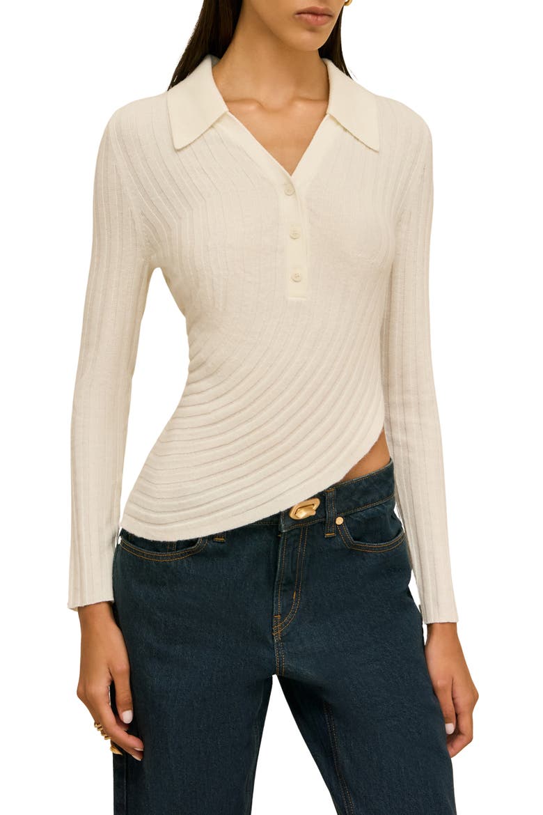 Mattea Ribbed Wool Blend Top, Main, color, OFF WHITE