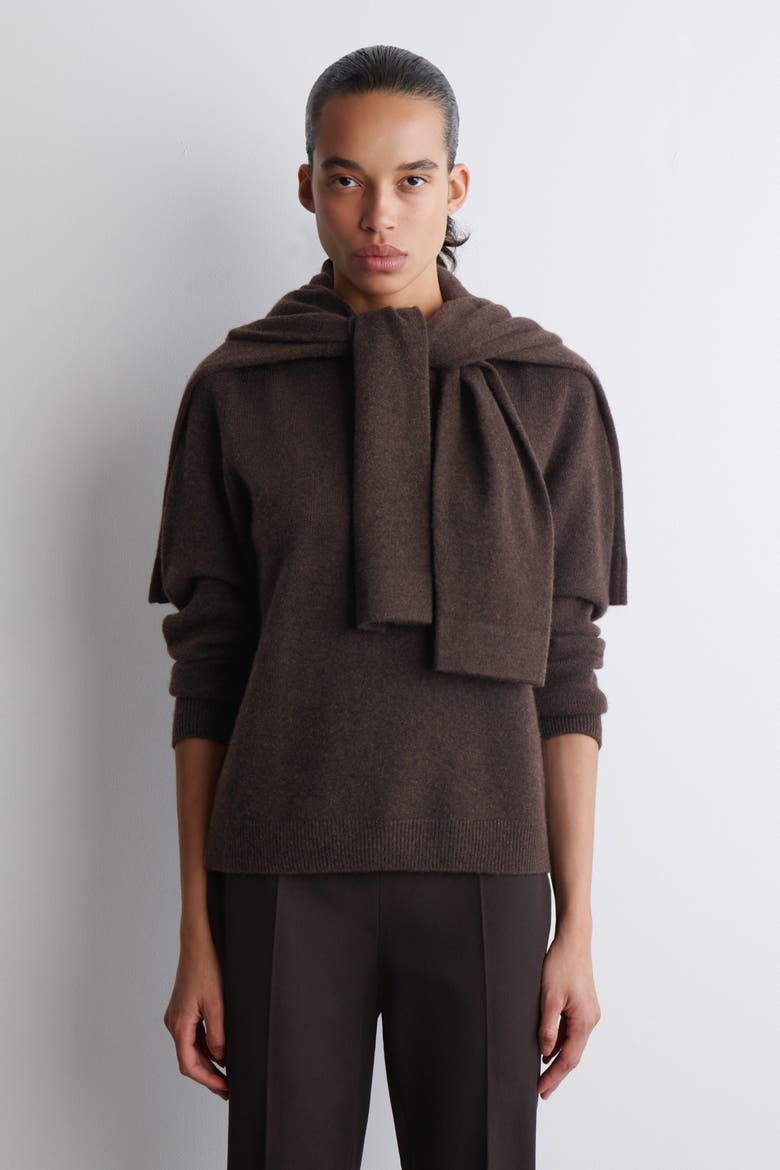 Cashmere Crew-Neck Sweater, Main, color, DARK BROWN