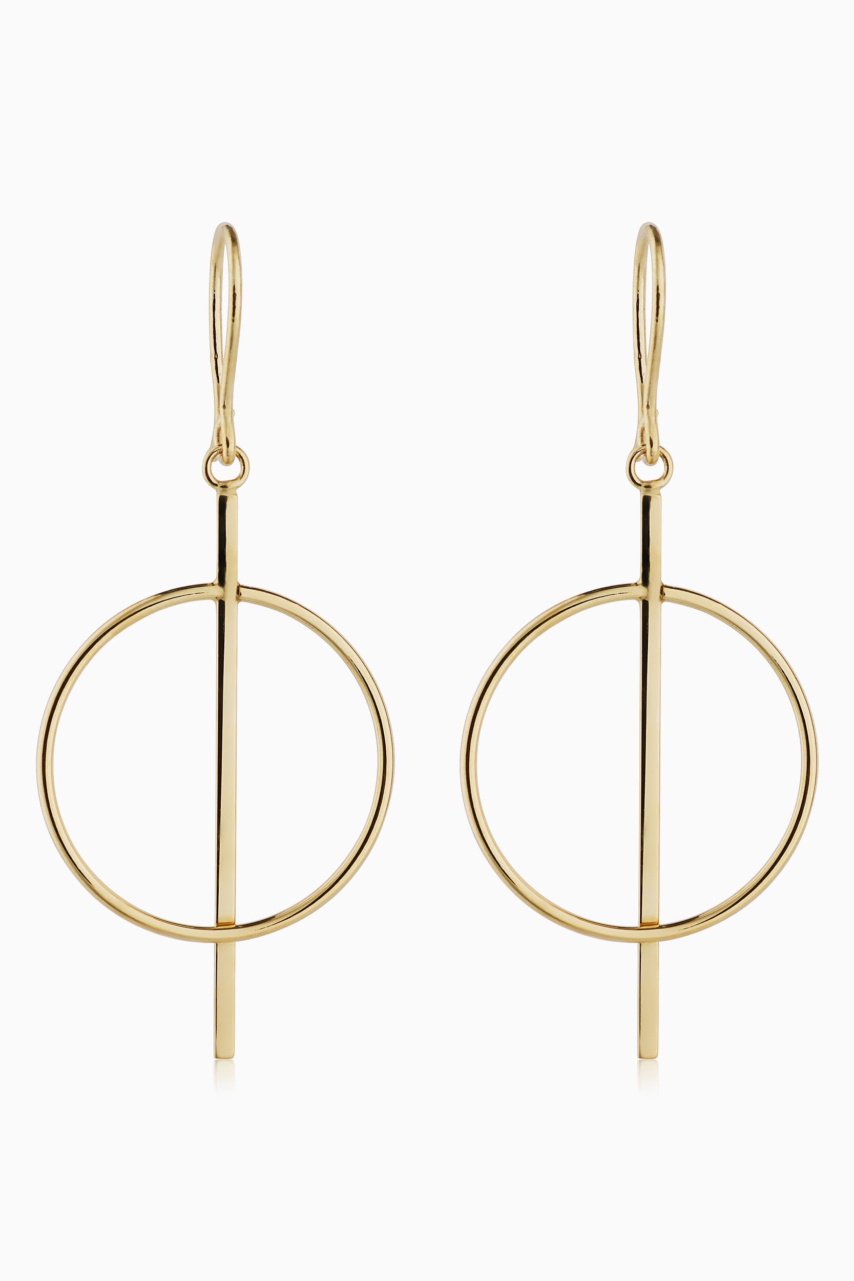 Oradina 14K Yellow Gold Gallery Drop Earrings 