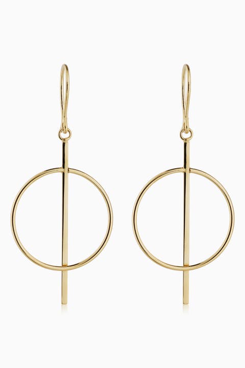 14K Yellow Gold Gallery Drop Earrings
