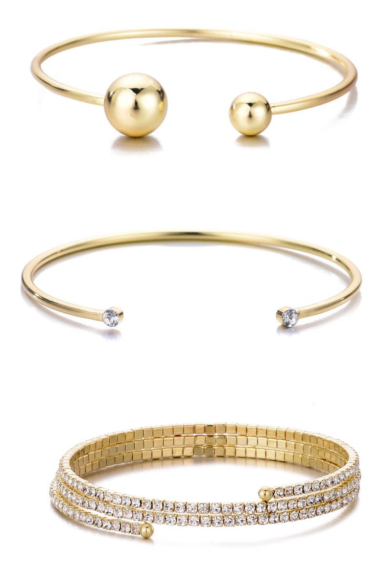 Set of 3 Assorted Bracelets, Main, color, GOLD