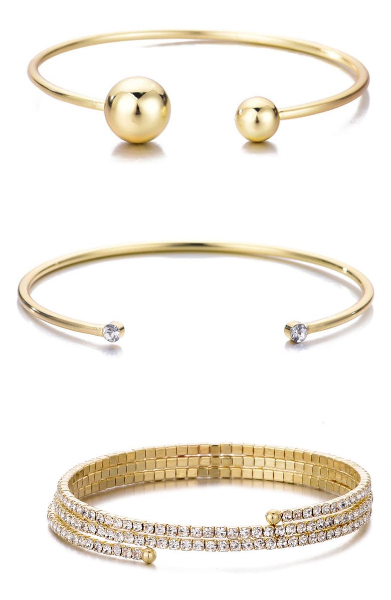 Adornia Set of 3 Assorted Bracelets, Main, color, Gold