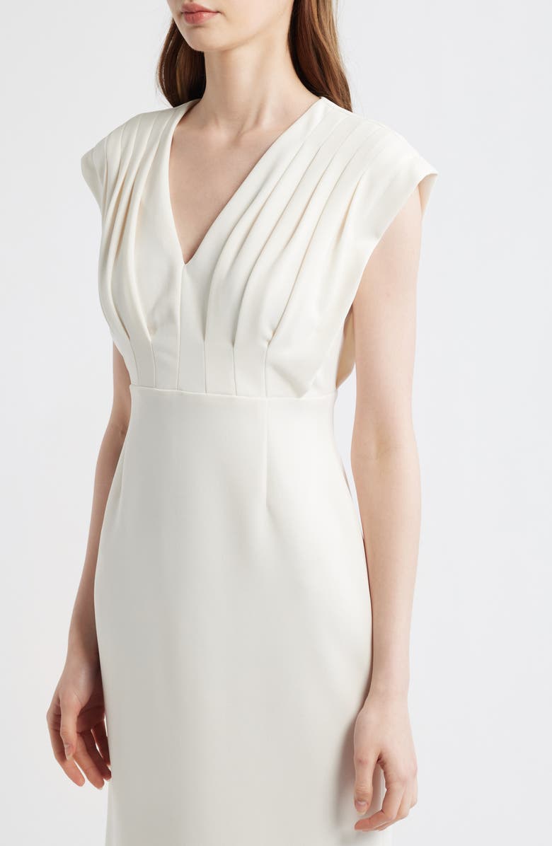 AK ANNE KLEIN Pleated Bodice Sheath Dress, Alternate, color, White Dove