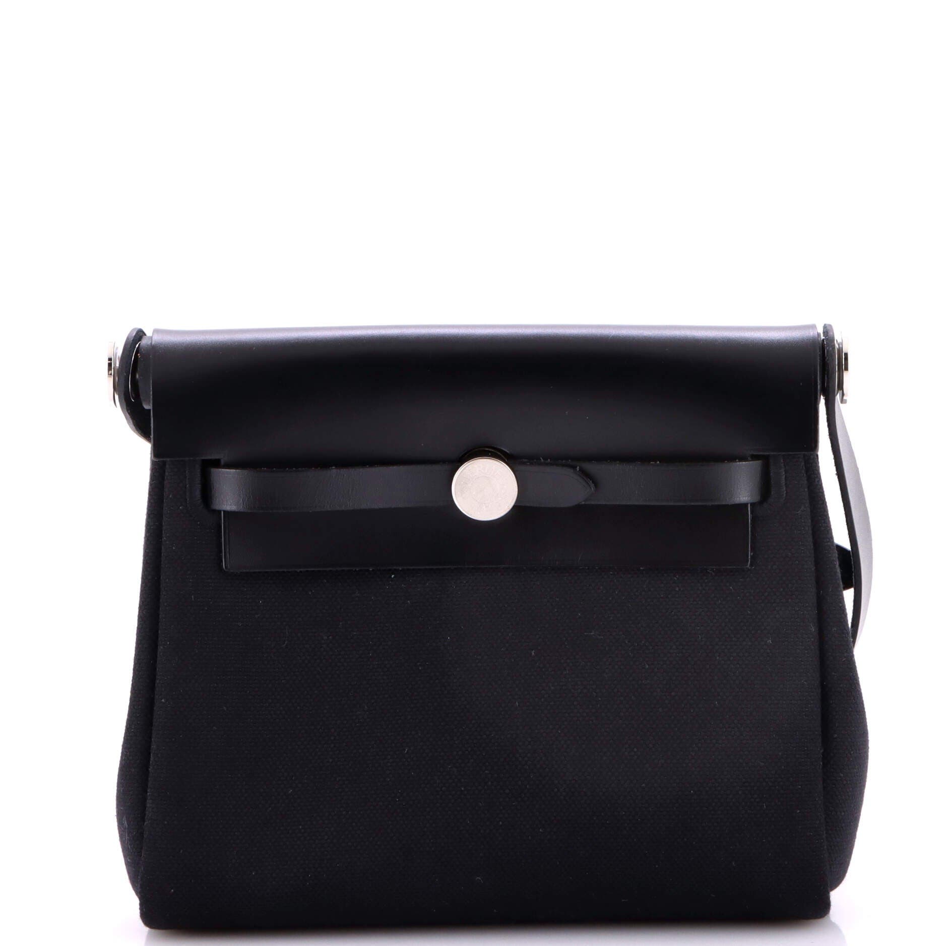 Pre-Owned Hermes Herbag Zip Toile and Leather 20, Main, color, Noir